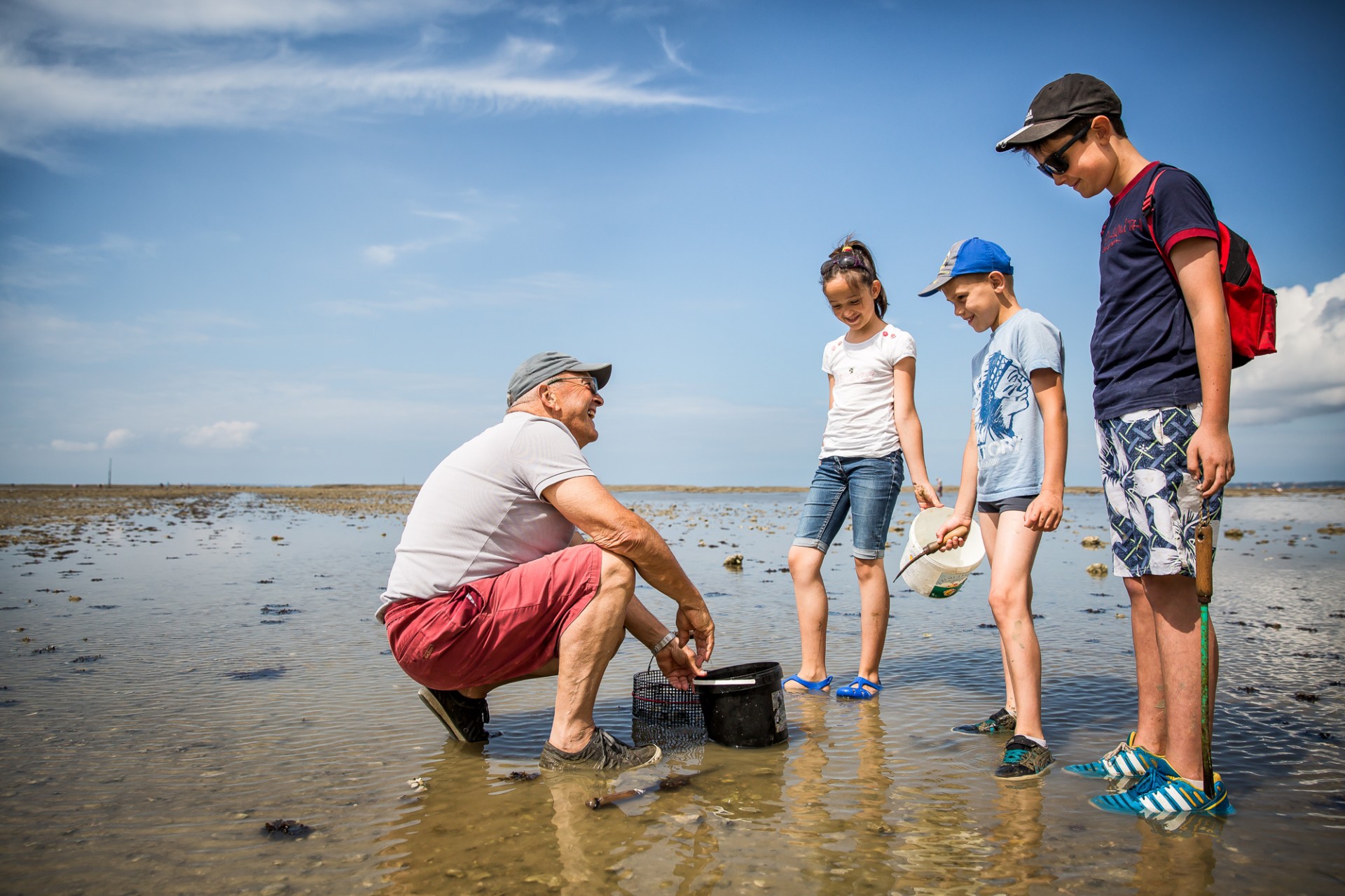 pêche à pied en famille, pêche à pied avec enfants, pêche à pied la bernerie en retz, destination pornic