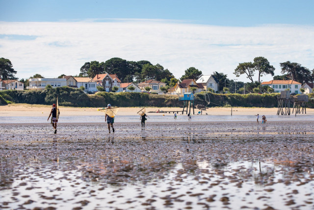 pêche à pied, plage, pêcherie, épuisette, filet, pêche