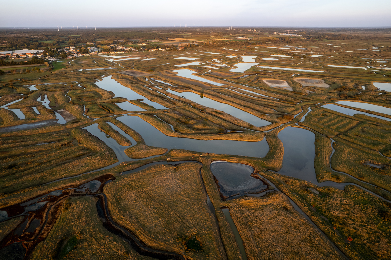 Marais Breton Villeneuve-en-Retz canaux marais salants nature environnement paysage vert reflet coucher de soleil - © Ypov Agency