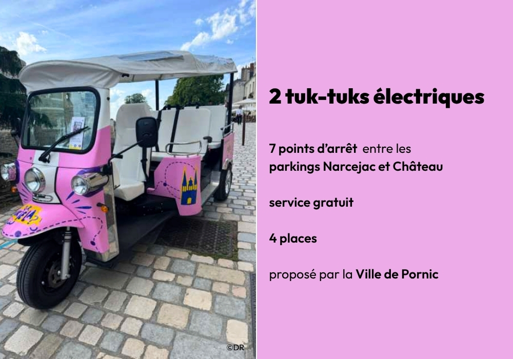 Mobilité tuk-tuk à Pornic déplacement parking marche Loire-Atlantique événement marché plan rue - &copy; DR