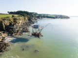 Vue aérienne d'une pêcherie plage de la Fontaine aux Bretons