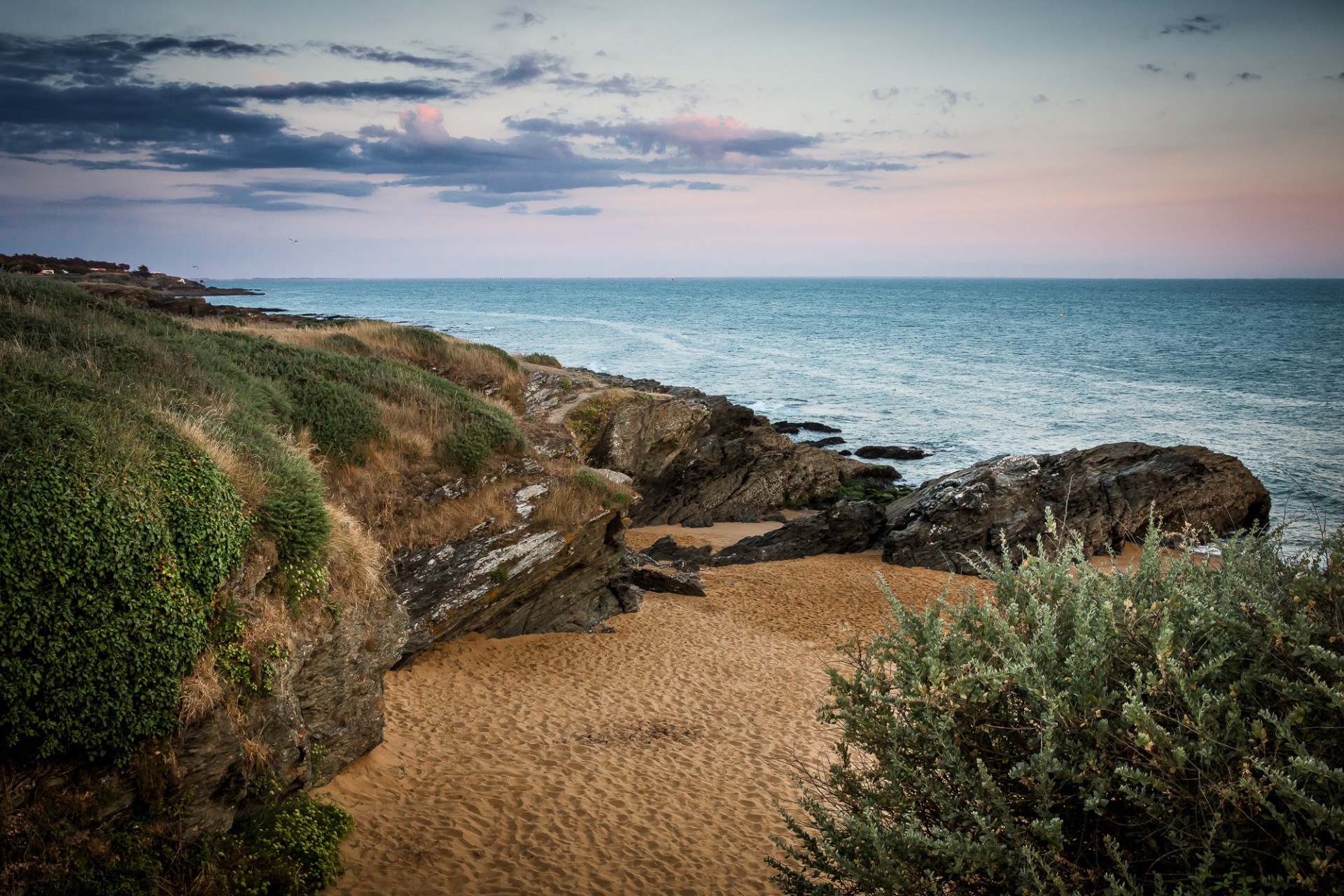 hiking destination pornic, hiking pornic, circuit of Sainte Marie, ocean, seaside, sunset