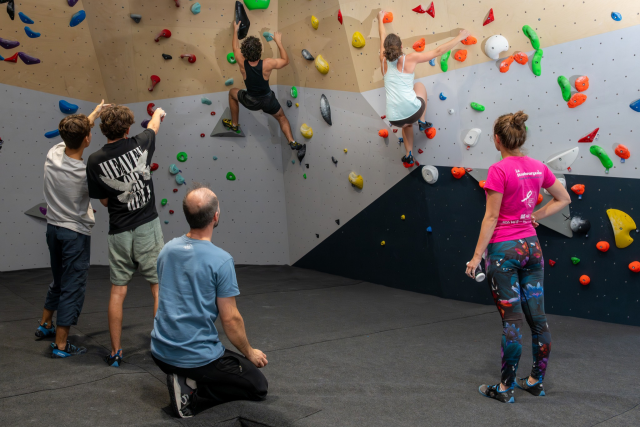 Bloc session, salle d'escalade