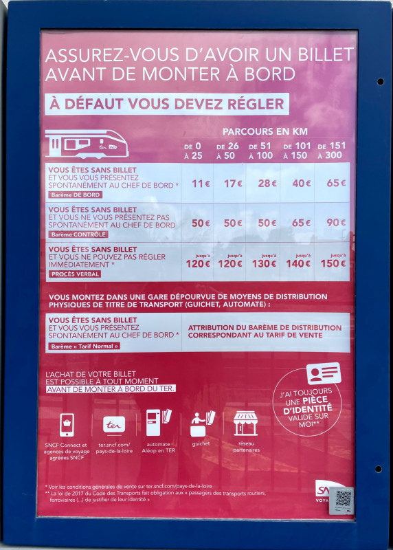 Information sur l'achat de son billet de train sur le quai de la Gare de Sainte-Pazanne