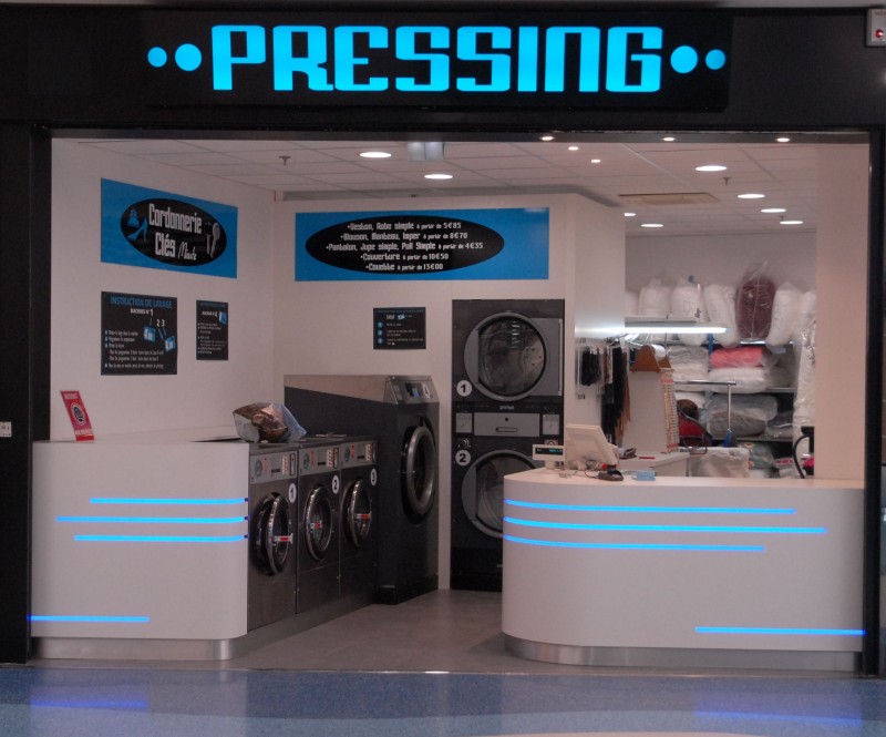 Pressing, shoe repair, laundromat, laundry, cleaning