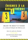 Affiche animation Énigmes à la bibliothèque