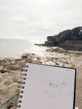Balade dessinée circuite de Sainte Marie, plage, mer, Pornic, randonnée dessin