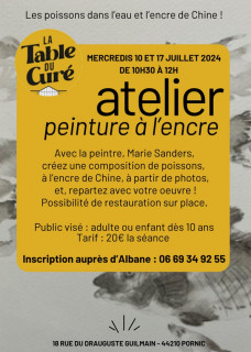 Atelier peinture à l'encre à la Table du Curé Pornic