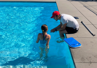 Swimming lessons with Philippe and Yoann	