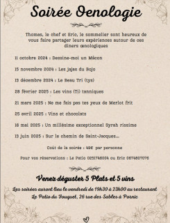 Soirée oenologie au Patio du Fouquet pornic