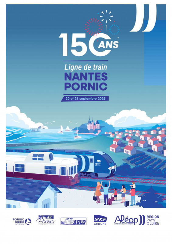 Affiche 150 ans de la ligne de train Nantes-Pornic