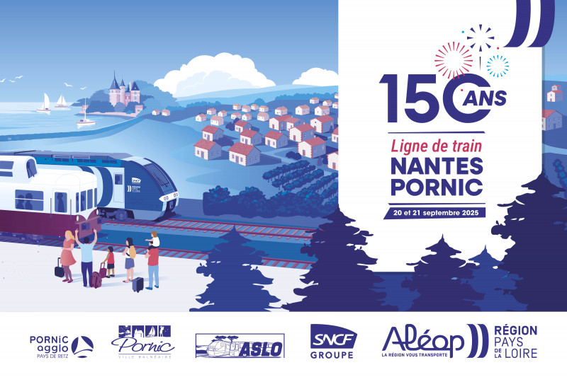 Affiche 150 ans de la ligne de train Nantes-Pornic