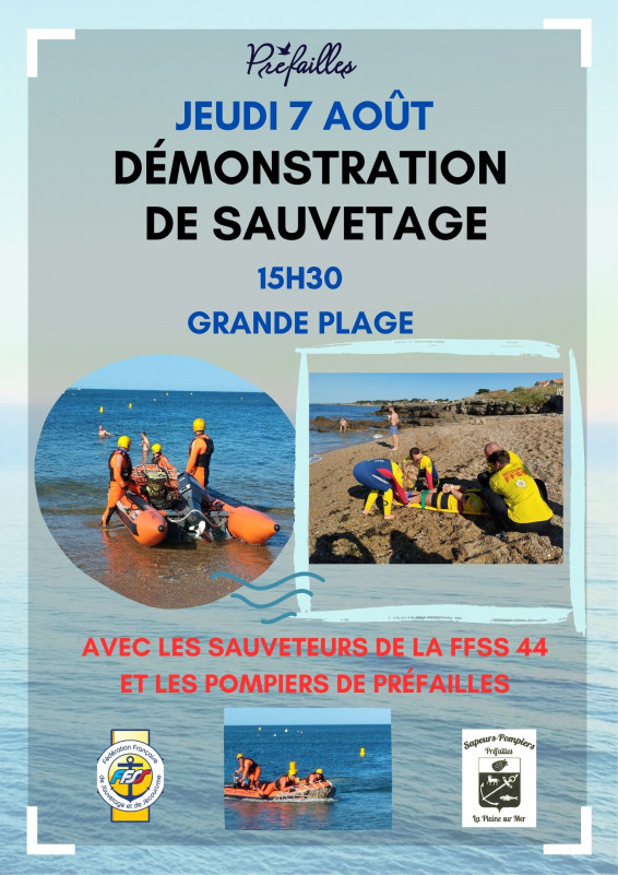 Démonstration de sauvetage à Préfailles
