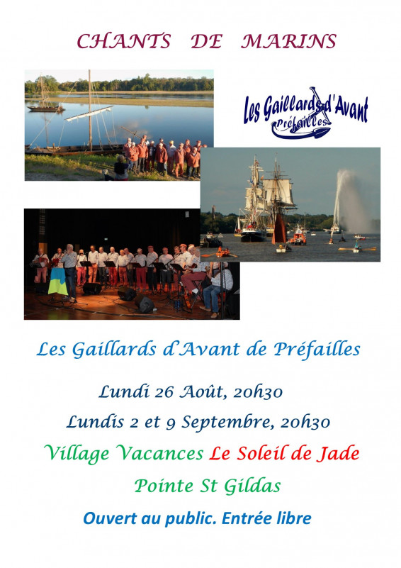 chants de marin les gaillards d'avant prefailles village vacances soleil de jade destination pornic