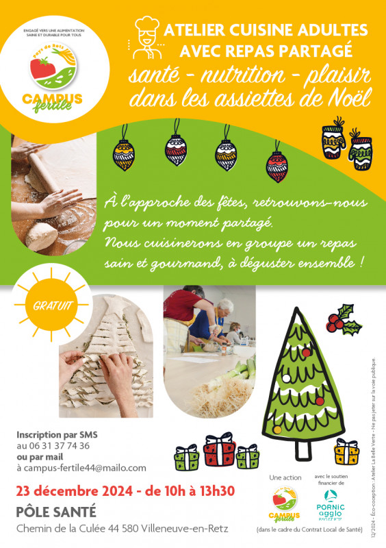 Atelier cuisine adultes et repas partagé bourgneuf en retz saint cyr en retz villeneuve en retz
