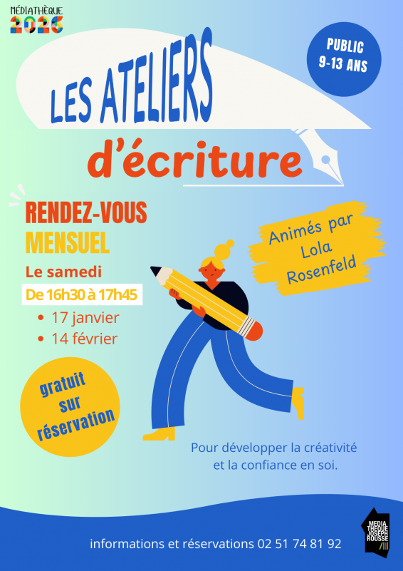 Atelier d'écriture médiathèque joseph rousse la plaine-sur-mer enfants adolescents