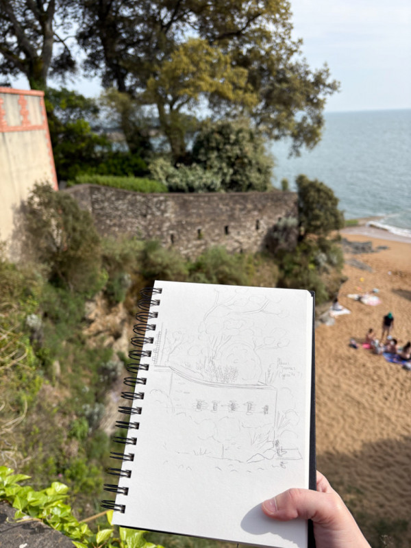 Balade dessinée circuit de Sainte Marie, plage, mer, Pornic, randonnée dessin