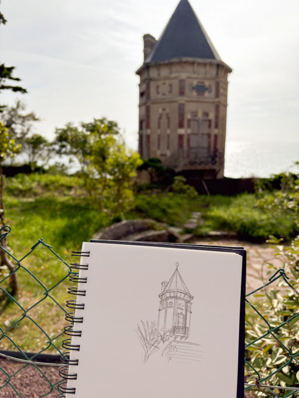 Balade dessinée circuit de Sainte Marie, plage, mer, Pornic, randonnée dessin