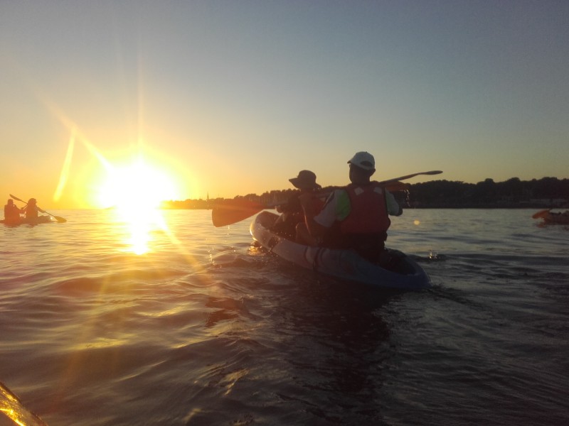 pornic, balade en kayak, kayak nomade, coucher du soleil, kayak de mer, une place, deux places, florent, office de tourisme de pornic