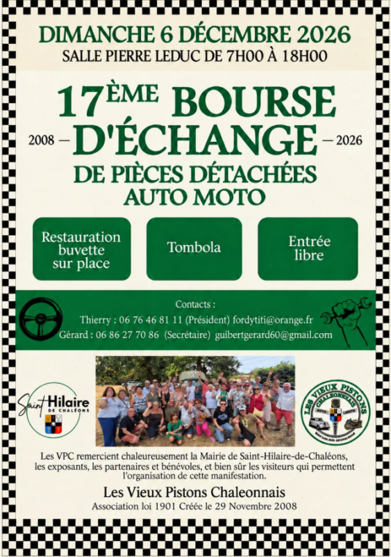 Bourse d'échange pièces auto-moto saint hilaire de chaléons