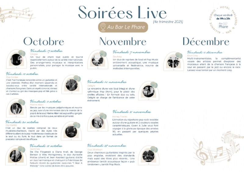 Concert soulway reprises soul pop music acoustique bar le phare pornic programme trimestriel