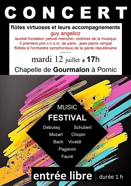 CONCERT GUY ANGELLOZ: FLÛTES VIRTUOSES PORNIC MUSIQUE CLASSIQUE