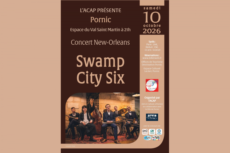 Concert : Swamp City Six spectacle musique swing Destination Pornic