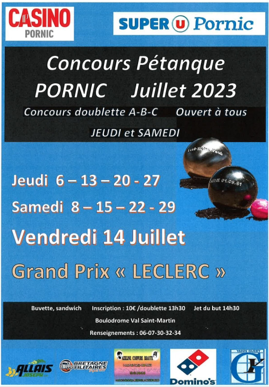 CONCOURS DE PETANQUE PORNIC