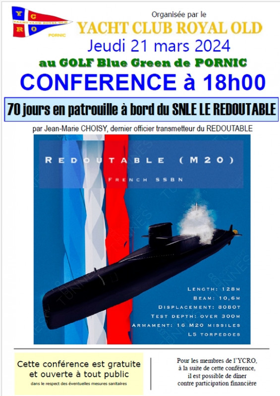Conférence : 70 jours en patrouille à bord du SNLE le redoutable Pornic