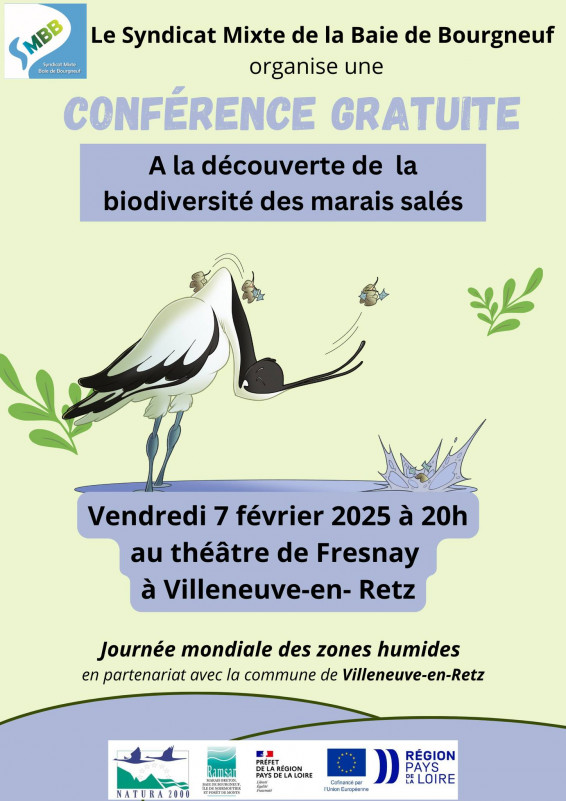 Conférence  à la découverte de la biodiversité des marais salés bourgneuf saint cyr fresnay villeneuve en retz
