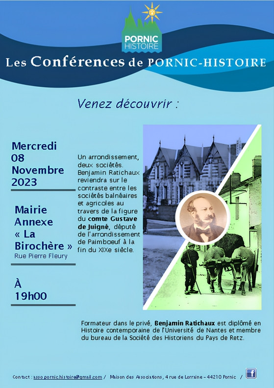 Conférence: le marquis de Juigné Pornic Benjamin Ratichaux