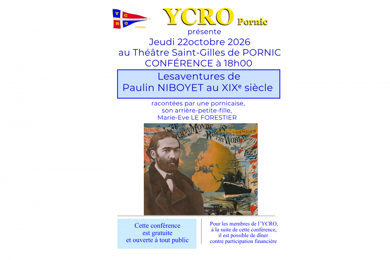 Conférence : Les aventures de Paulin NIBOYET au XIXème siècle nautisme voile Destination Pornic