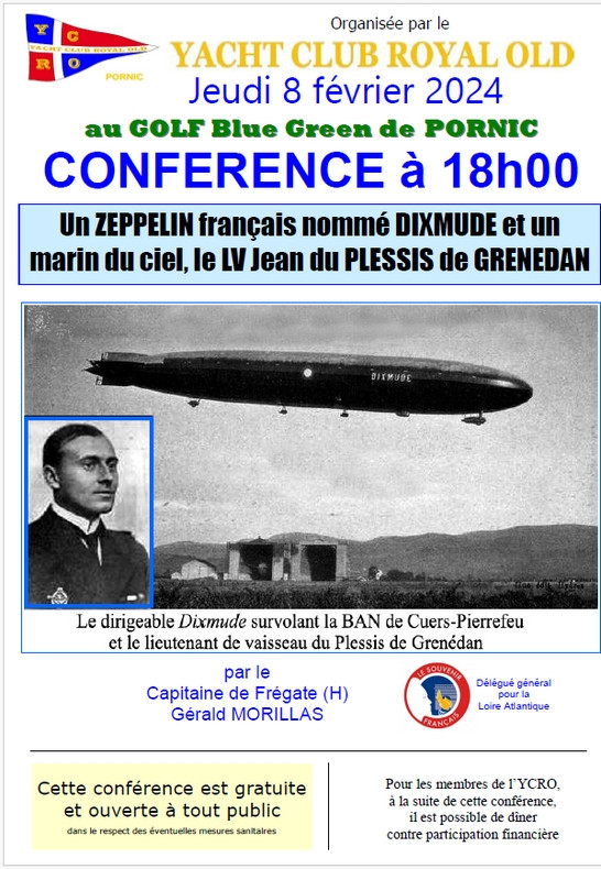 Conférence : un zeppelin français nommé Diximude et un marin du ciel, le LV Jean du Plessis de Grenedan