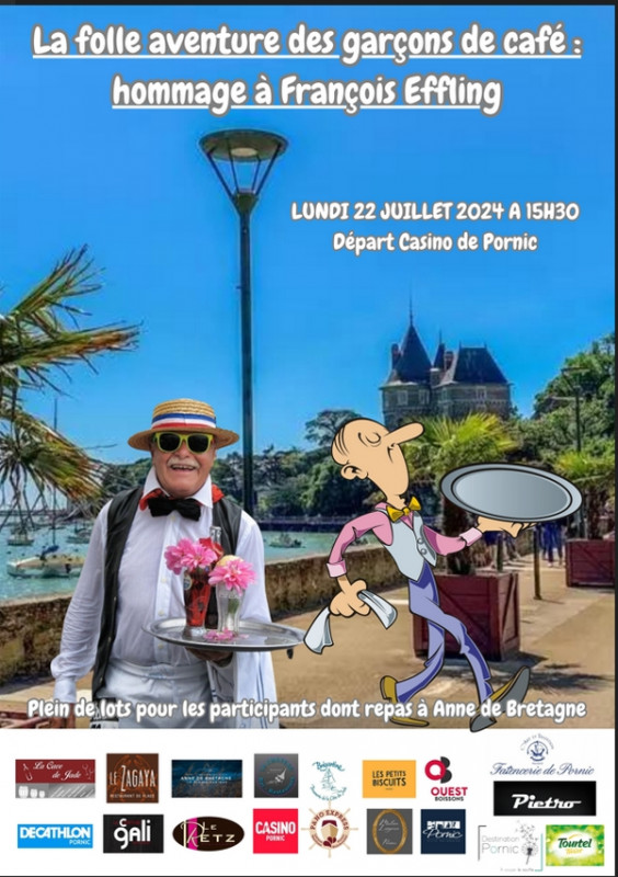 Course hommage  des garçons de café de Pornic restaurants bars François Effling costumes