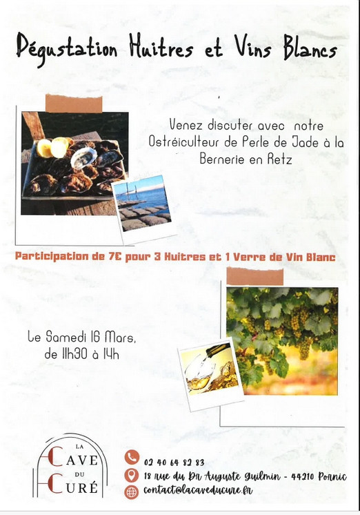  Dégustation huîtres et vins blancs à la cave du curé Pornic