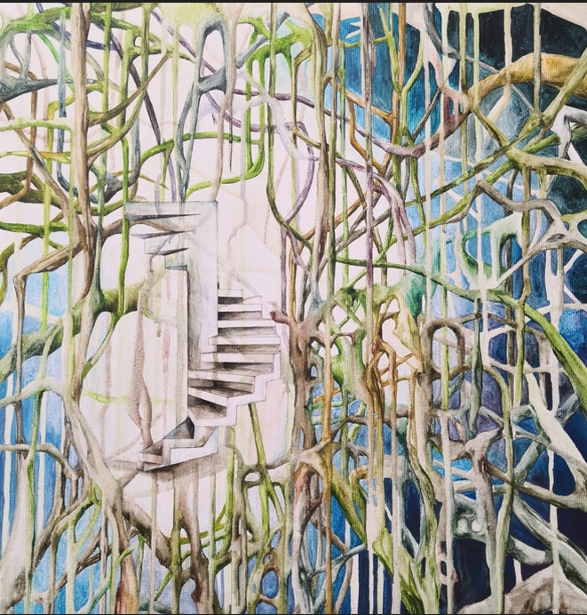Exposition de peintures: la nature du temps qui passe Pornic Claire Coupvent végétal 