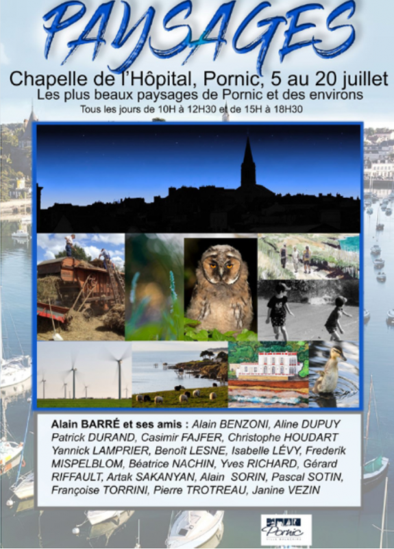Exposition de peintures: paysages pornic Alain Barré Aline Dupuy Isabelle Levy Alain Sorin Yves Richard Yannick Lamprier Benoît Lesne Alain Benzoni Pascal Sotin Françoise Torrini,  Jeanine Vezin. etc...