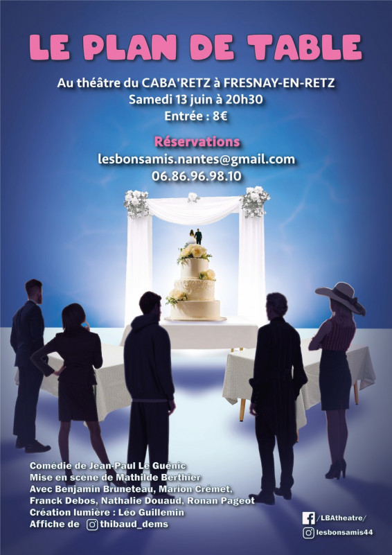 Le plan de table Comédie de Jean Paul Le Guédic théâtre Caba retz villeneuve en retz bourgneuf en retz