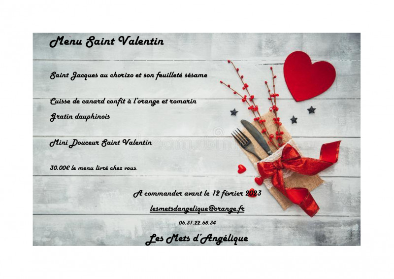 Les Mets d'Angélique - Menu Saint-Valentin 2023