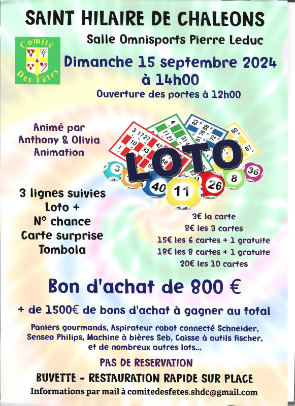 Loto à Saint Hilaire de Chaléons