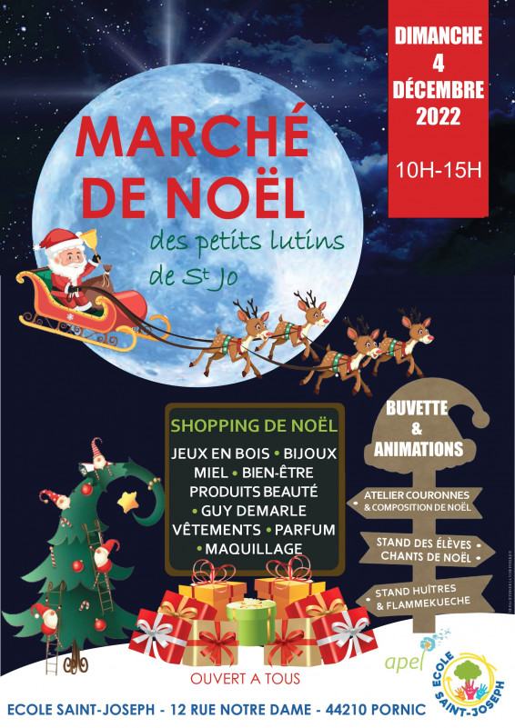 Marché de Noël, sainte marie sur mer, destination pornic, artisans, artisanat, noel, école saint joseph, animations, buvette