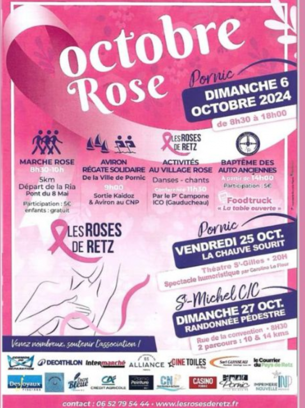 Marche rose cancer sein cause participation randonnée saint michel chef chef destination pornic