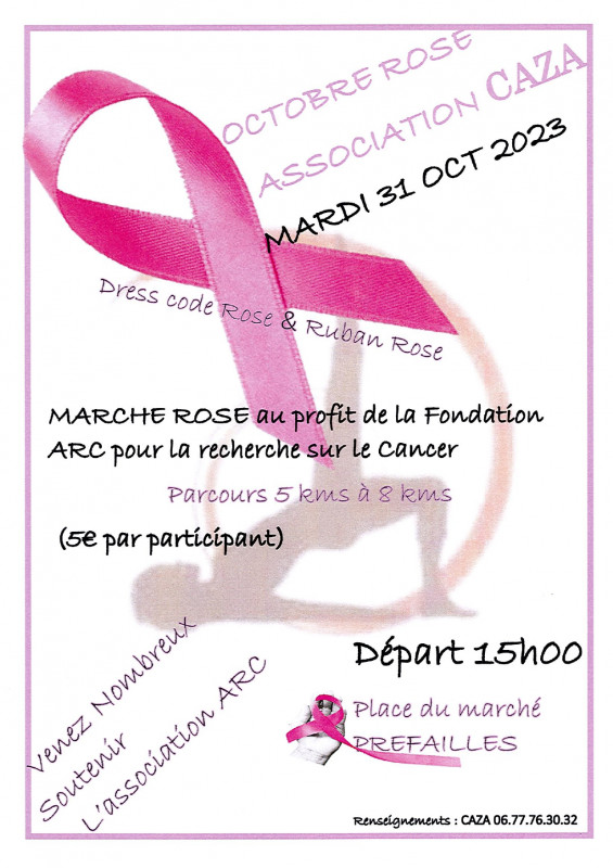 marche rose, préfailles, octobre rose, association caza, cancer, recherche sur le cancer, Fondation ARC