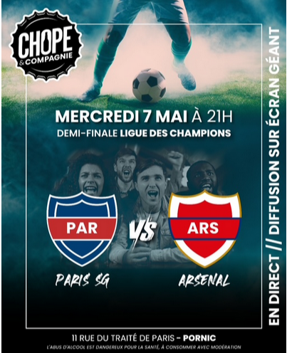 Match de Ligue des Champions PSG-Arsenal pornic