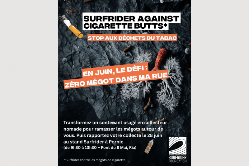 Opération internationale : Surfrider contre les mégots de cigarette écologie collecte sensibilisation Destination Pornic