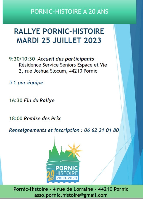 RALLYE DES 20 ANS DE PORNIC HISTOIRE PORNIC