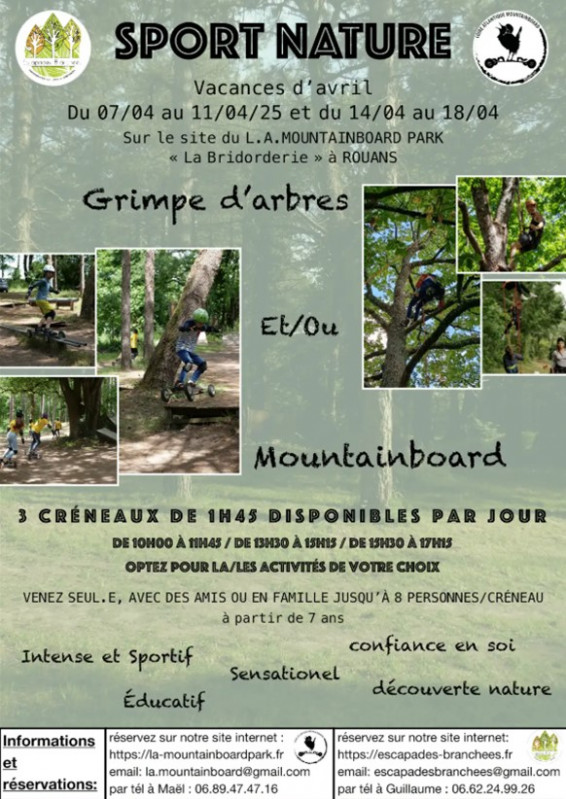 Séances découvertes du mountainboard et grimpe dans les arbres