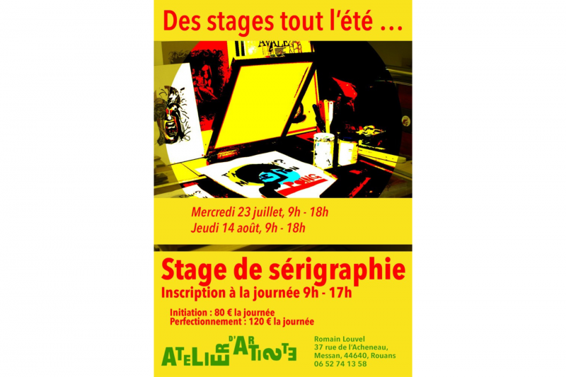 Silk-screen printing workshop Rouans artist workshop loisirs création Destination Pornic