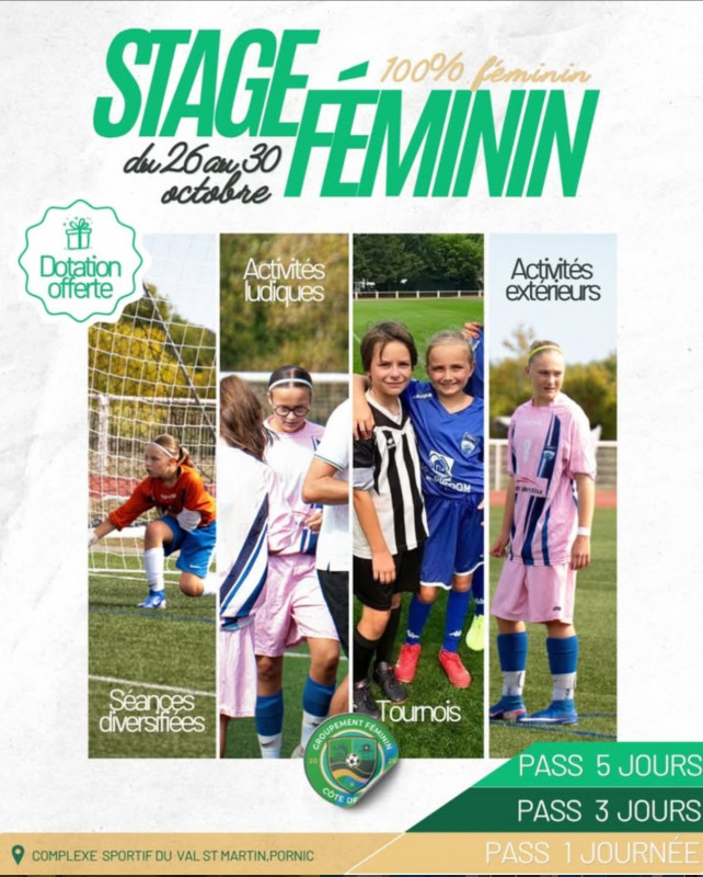 stage de foot, féminine, groupement féminin côte de jade, pornic, st brévin