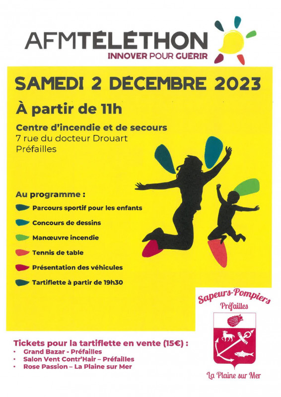 sapeurs-pompiers, préfailles, la plaine-sur-mer, destination pornic, afm-téléthon, tartiflette, centre d'incendie et de secours
